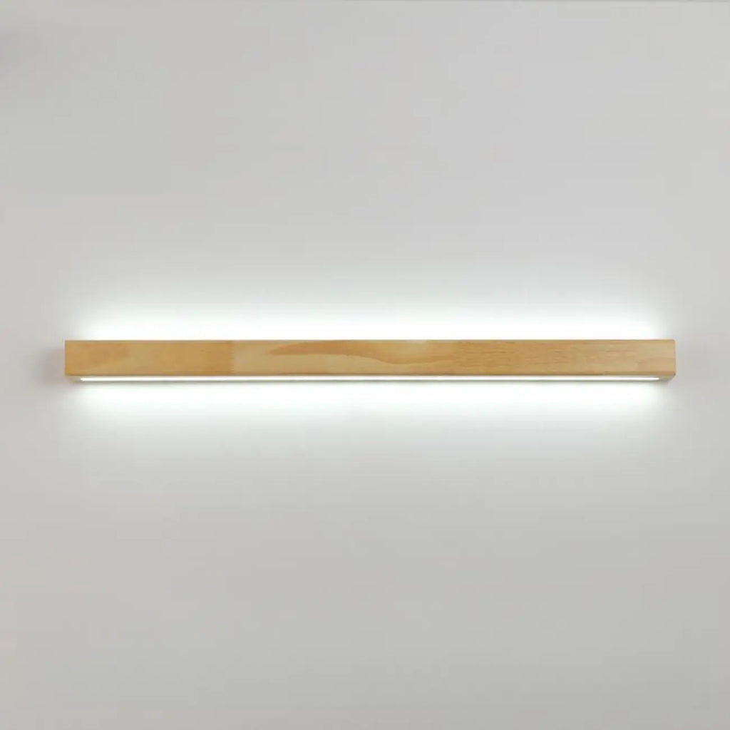 Modern Linear Wood LED Vanity Lights with Dual Shade