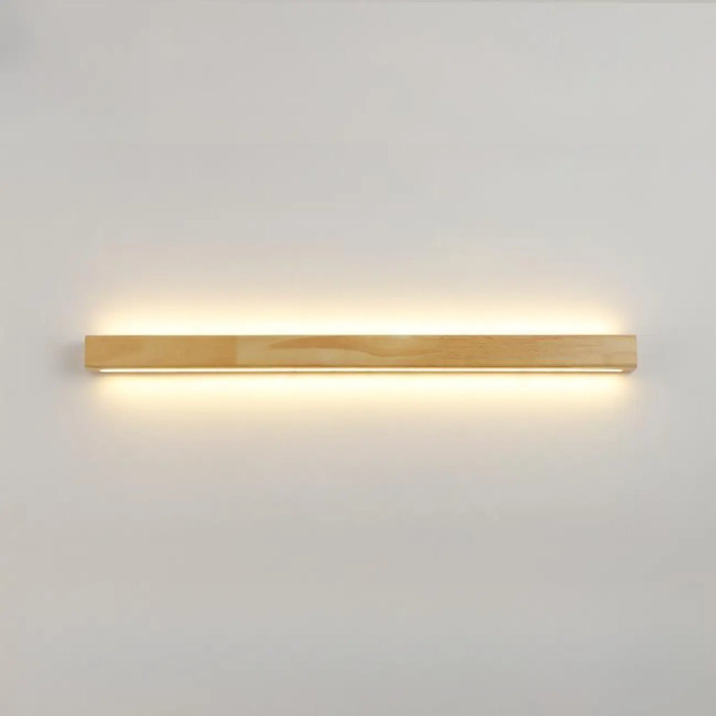 Modern Linear Wood LED Vanity Lights with Dual Shade