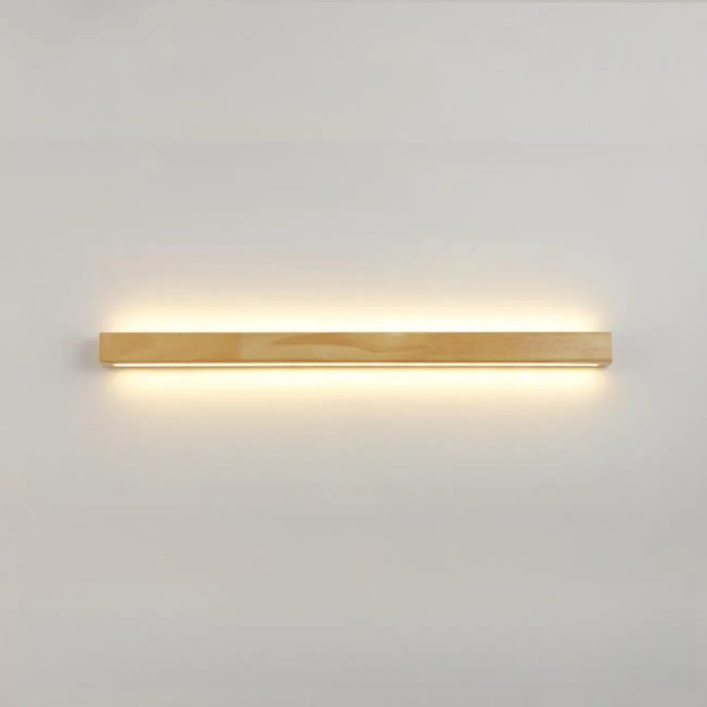 Modern Linear Wood LED Vanity Lights with Dual Shade