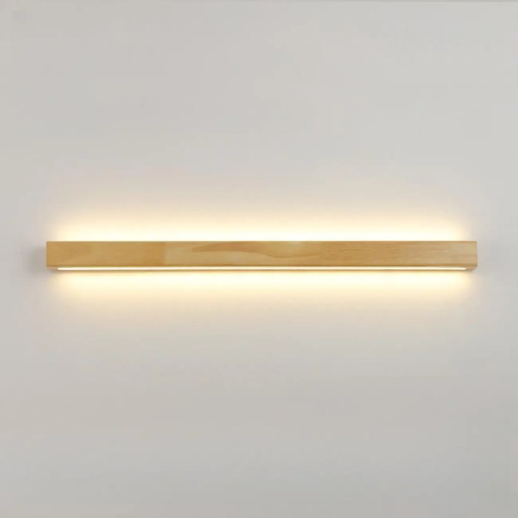 Modern Linear Wood LED Vanity Lights with Dual Shade