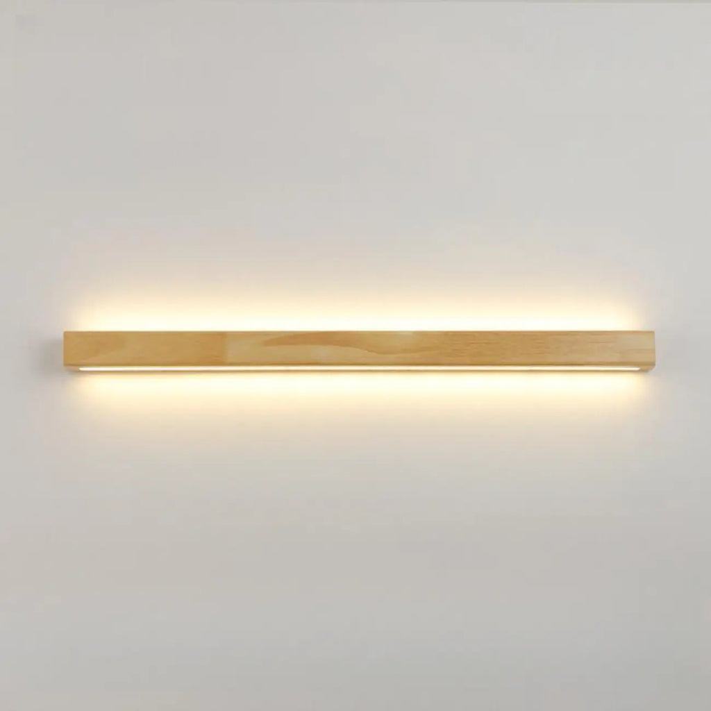 Modern Linear Wood LED Vanity Lights with Dual Shade