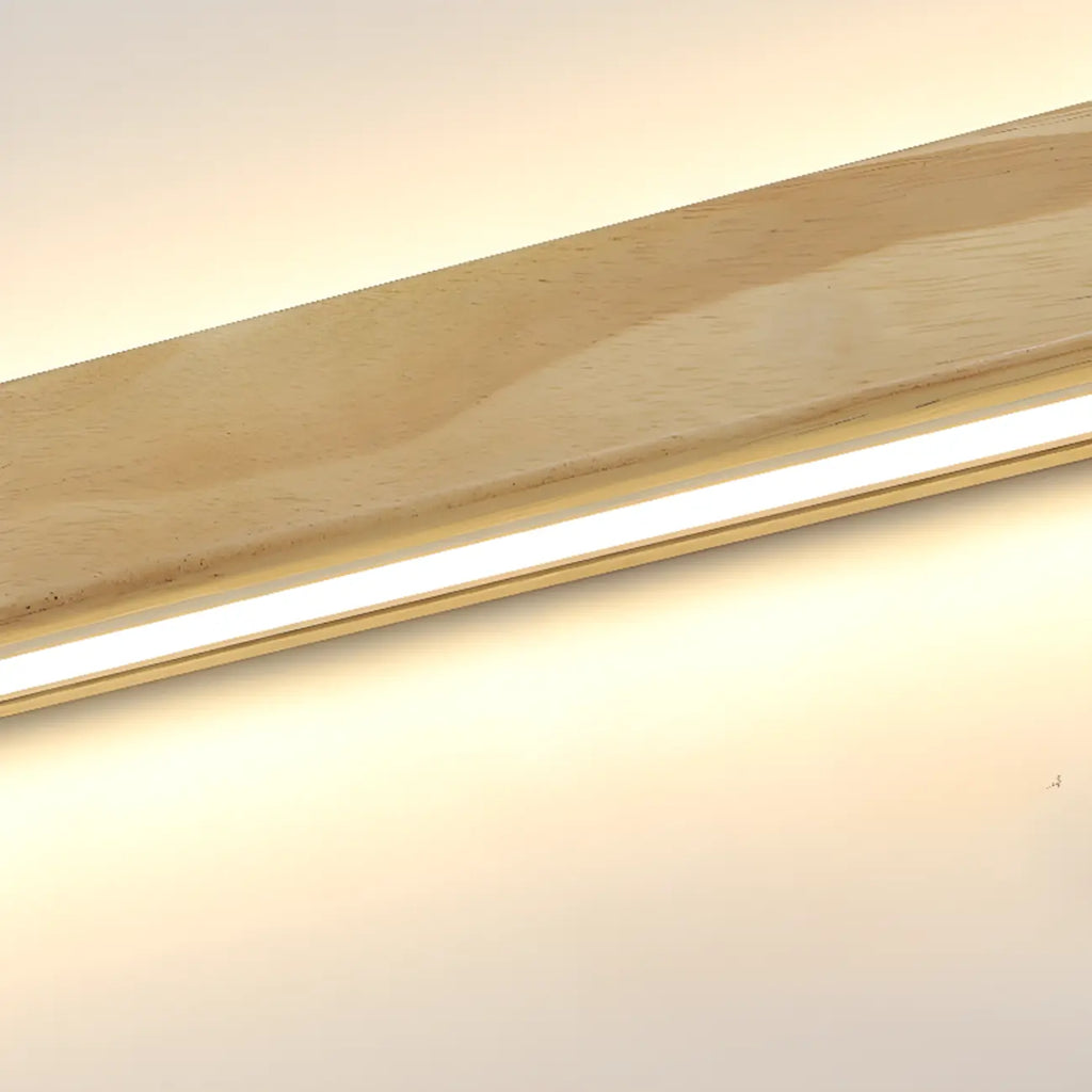 Modern Linear Wood LED Vanity Lights with Dual Shade