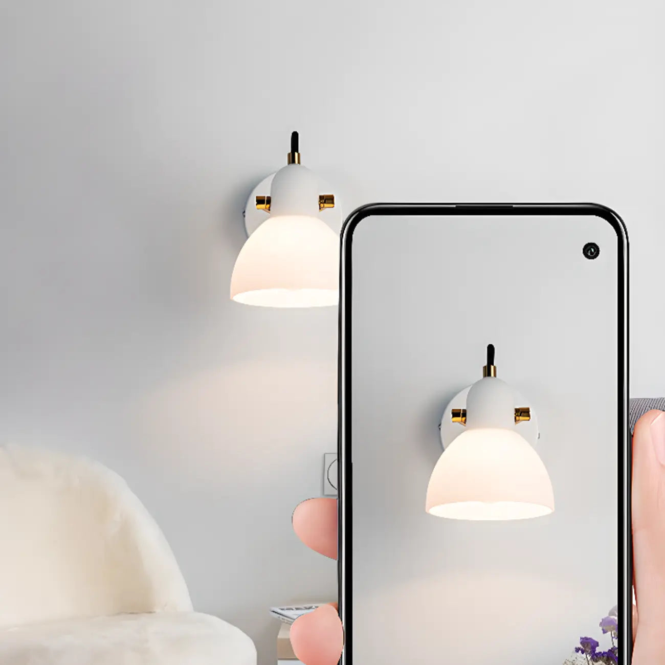 1-light Glass Dome Hemisphere Vanity Light for Bathroom