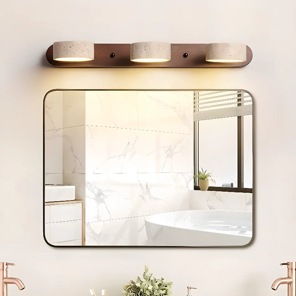 Simplistic Geometric Vanity Wall Light with Beige LampShade