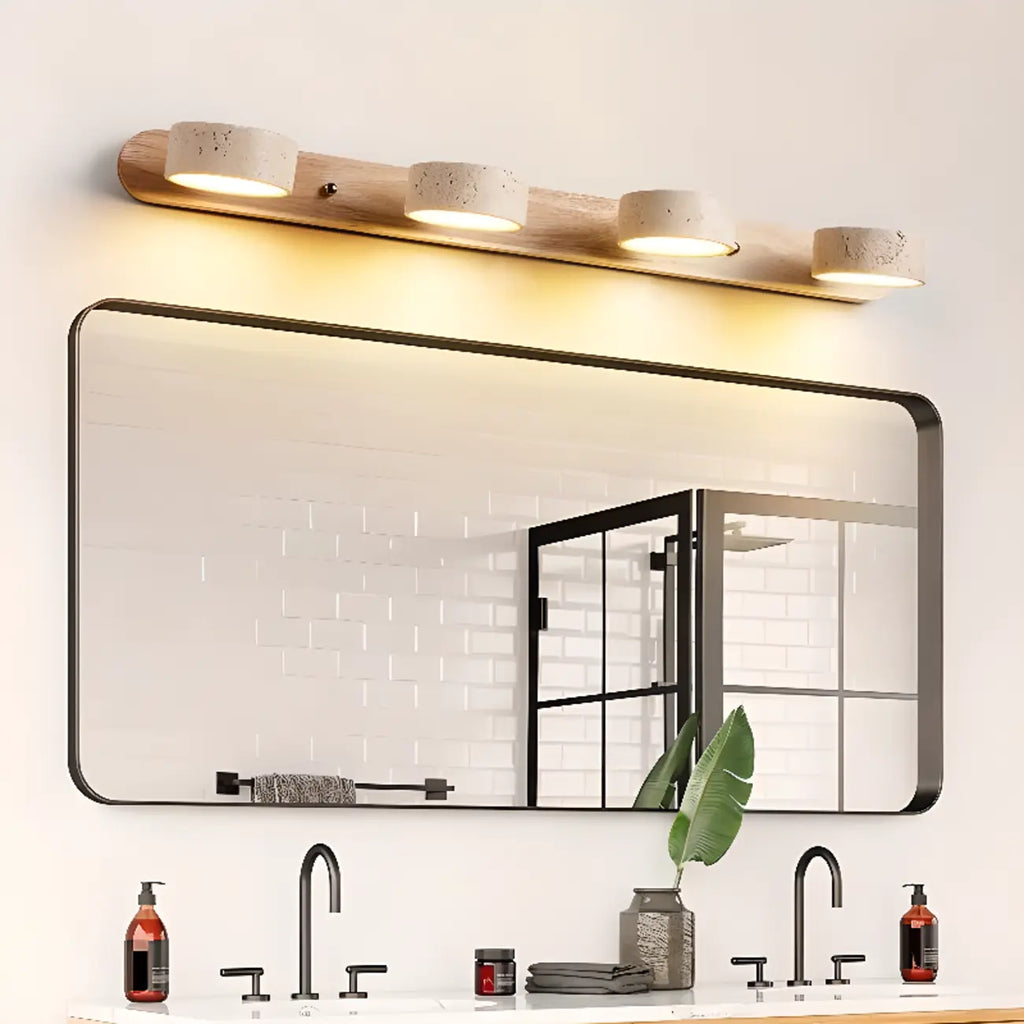 Simplistic Geometric Vanity Wall Light with Beige LampShade
