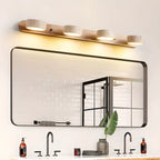 Simplistic Geometric Vanity Wall Light with Beige LampShade