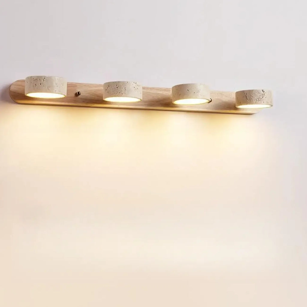 Simplistic Geometric Vanity Wall Light with Beige LampShade