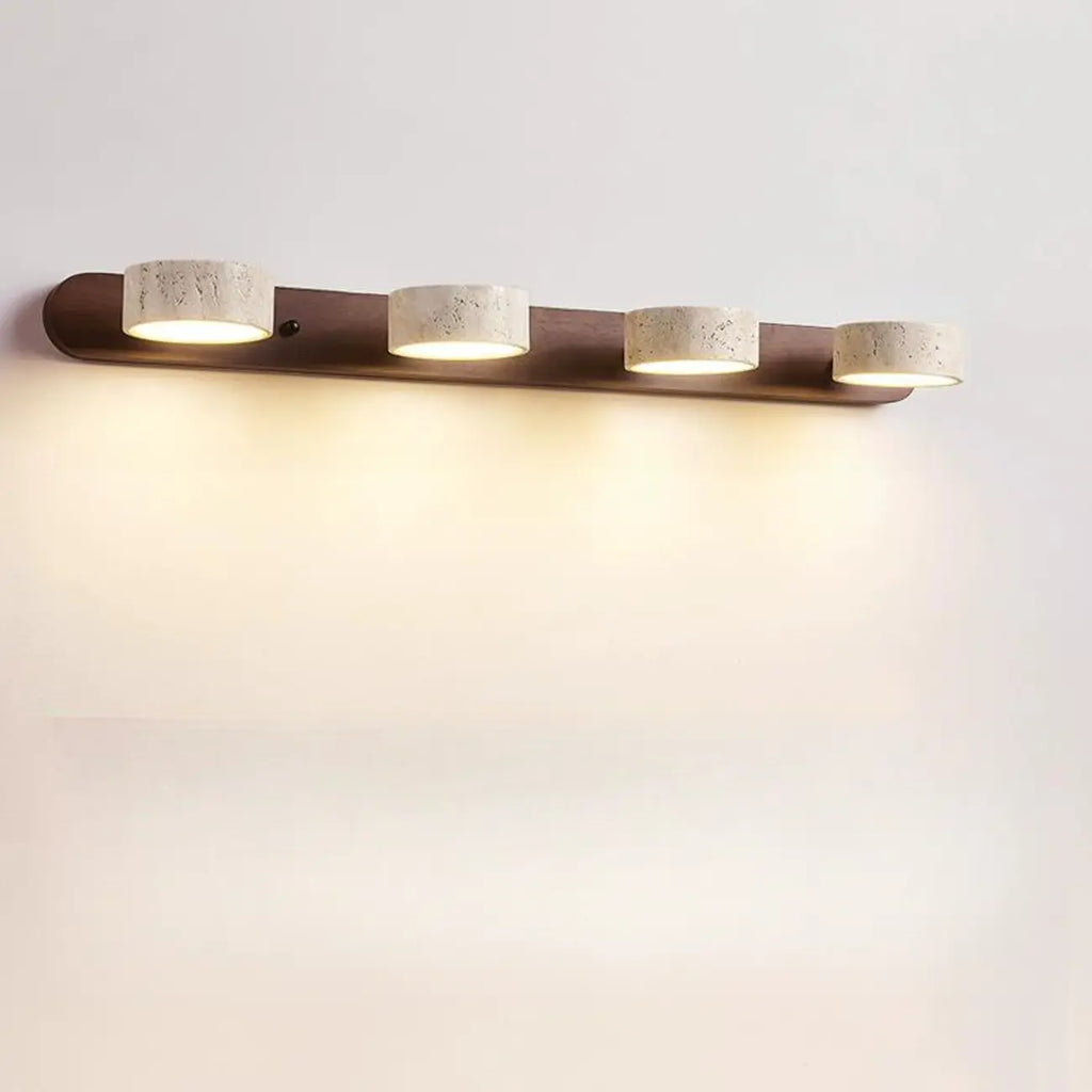 Simplistic Geometric Vanity Wall Light with Beige LampShade