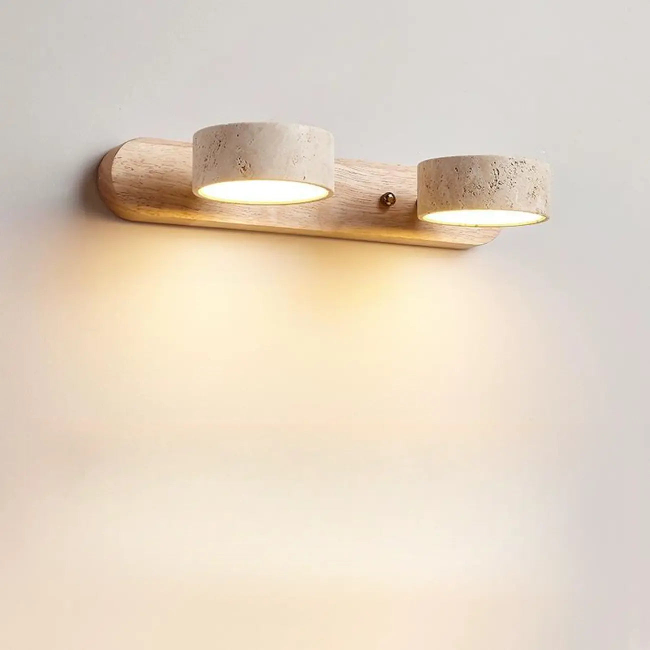 Simplistic Geometric Vanity Wall Light with Beige LampShade