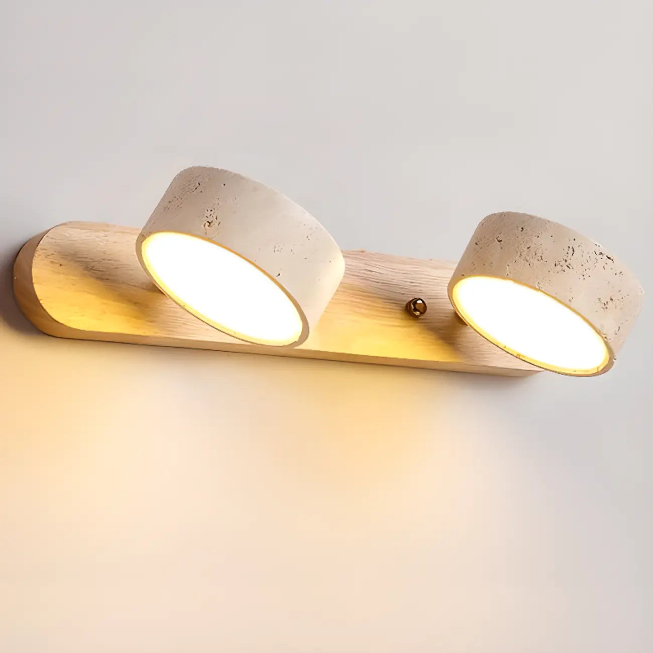 Simplistic Geometric Vanity Wall Light with Beige LampShade