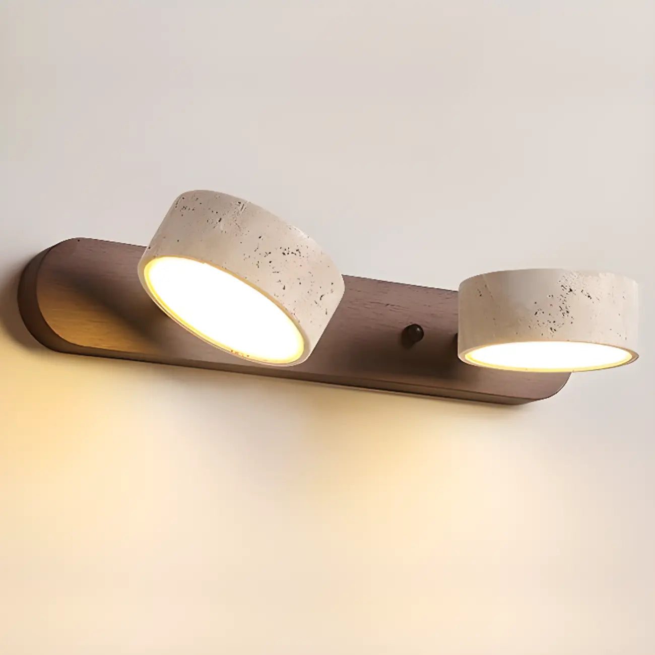 Simplistic Geometric Vanity Wall Light with Beige LampShade