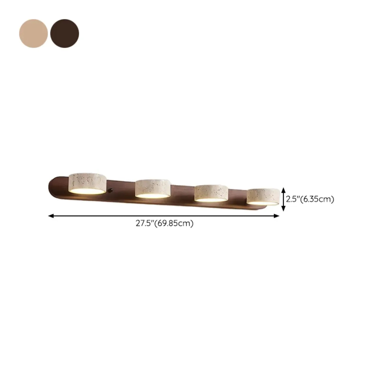 Simplistic Geometric Vanity Wall Light with Beige LampShade