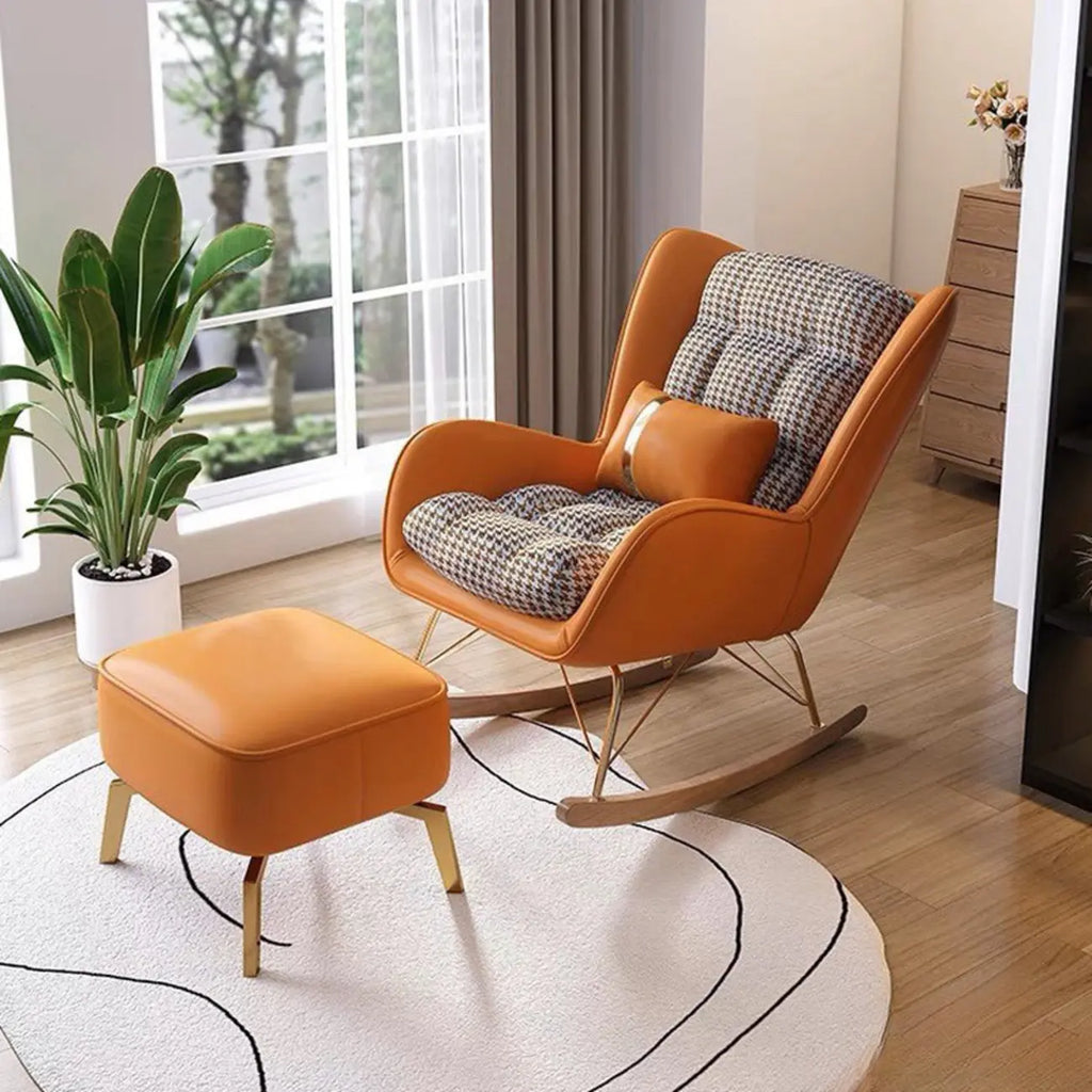 Modern Upholstered Rocking Chair with Cushion for Living Room