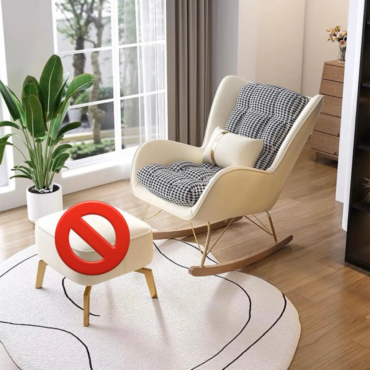 Modern Upholstered Rocking Chair with Cushion for Living Room