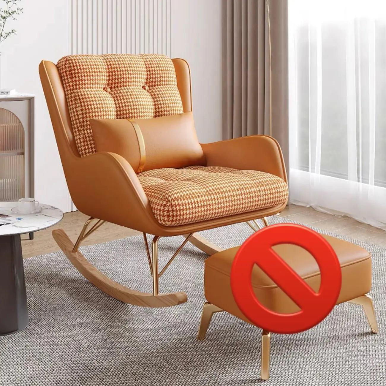 Modern Upholstered Rocking Chair with Cushion for Living Room