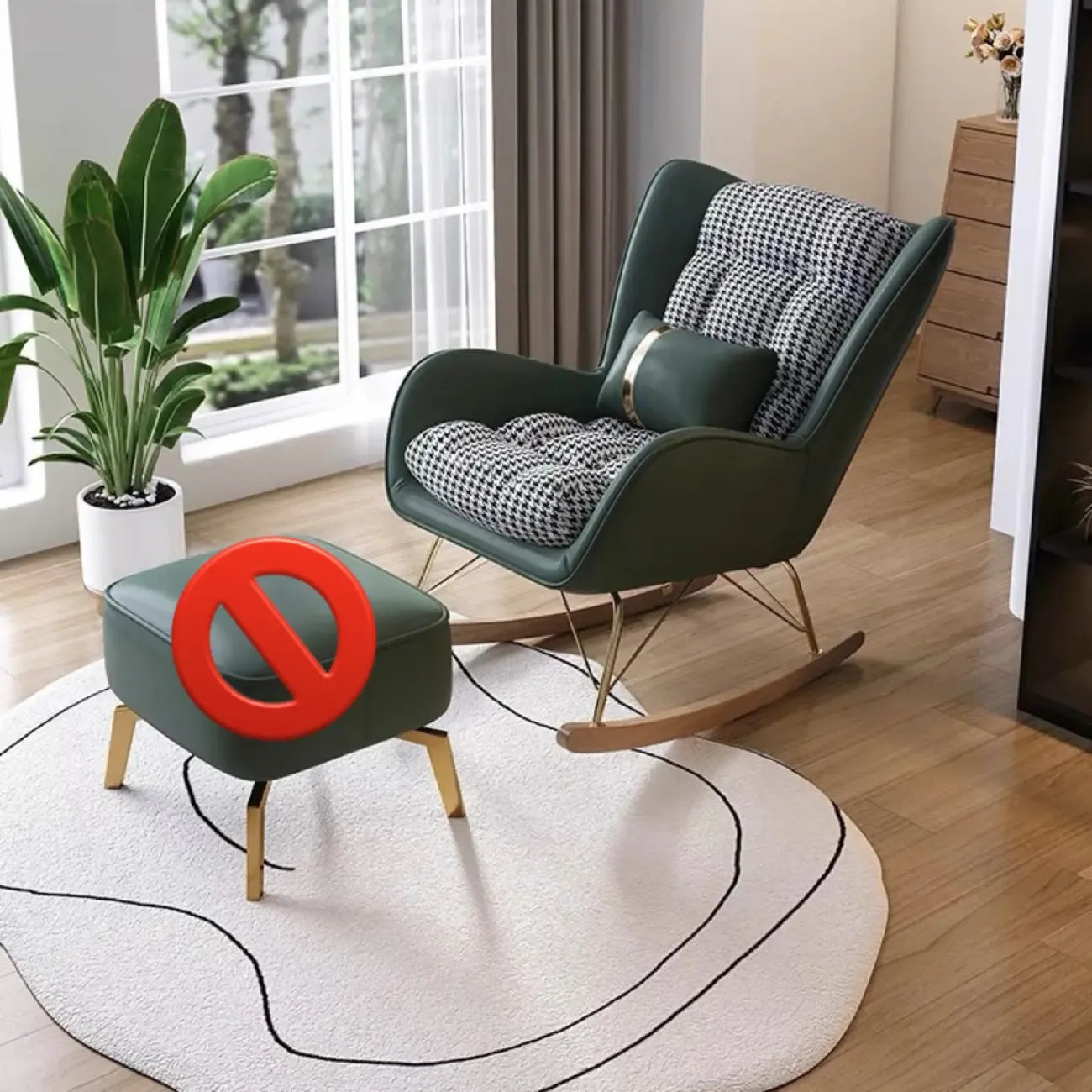 Modern Upholstered Rocking Chair with Cushion for Living Room