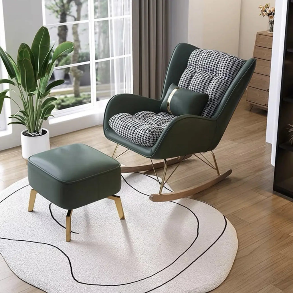 Modern Upholstered Rocking Chair with Cushion for Living Room