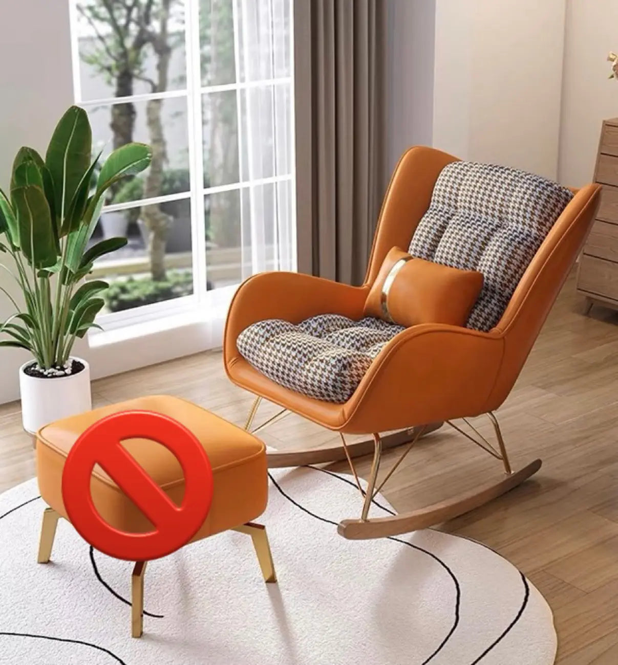 Modern Upholstered Rocking Chair with Cushion for Living Room