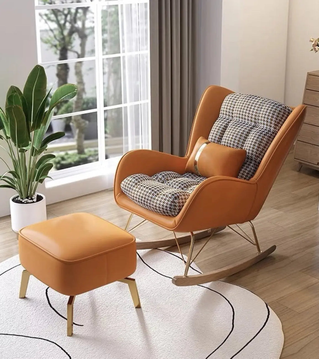 Modern Upholstered Rocking Chair with Cushion for Living Room