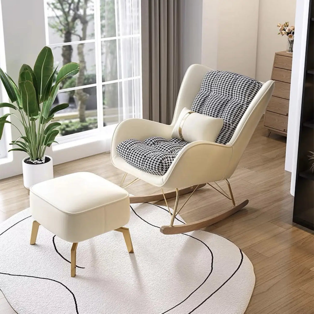 Modern Upholstered Rocking Chair with Cushion for Living Room