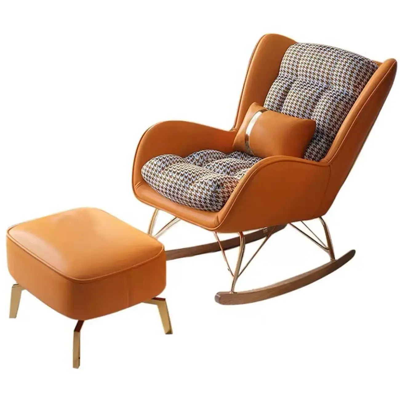 Modern Upholstered Rocking Chair with Cushion for Living Room