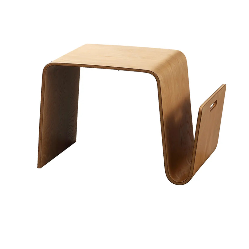 Unique Natural Wooden Side Table with Magazine Rack
