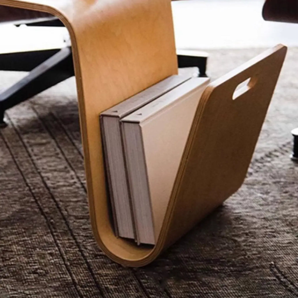 Unique Natural Wooden Side Table with Magazine Rack
