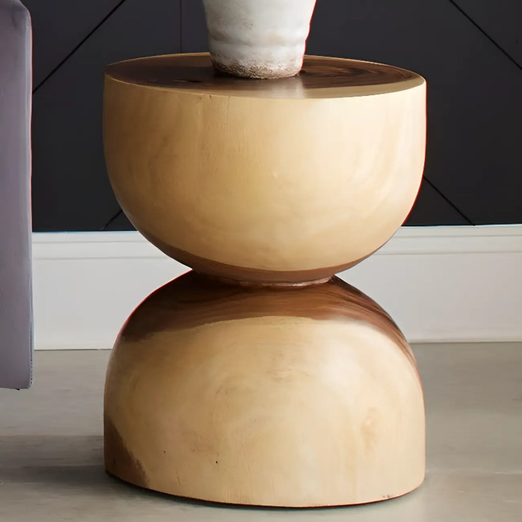 Modern Wood Hourglass End Table for Living Room
