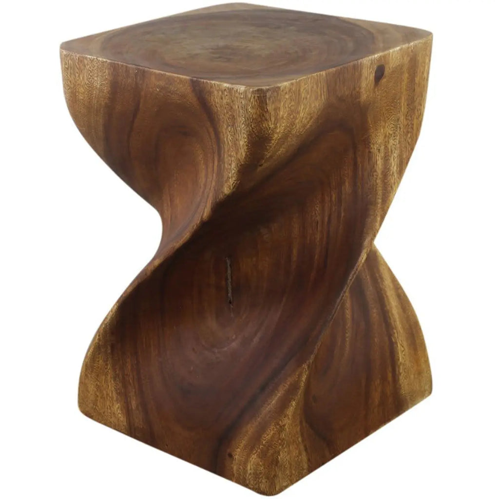 Modern Wood Hourglass End Table for Living Room