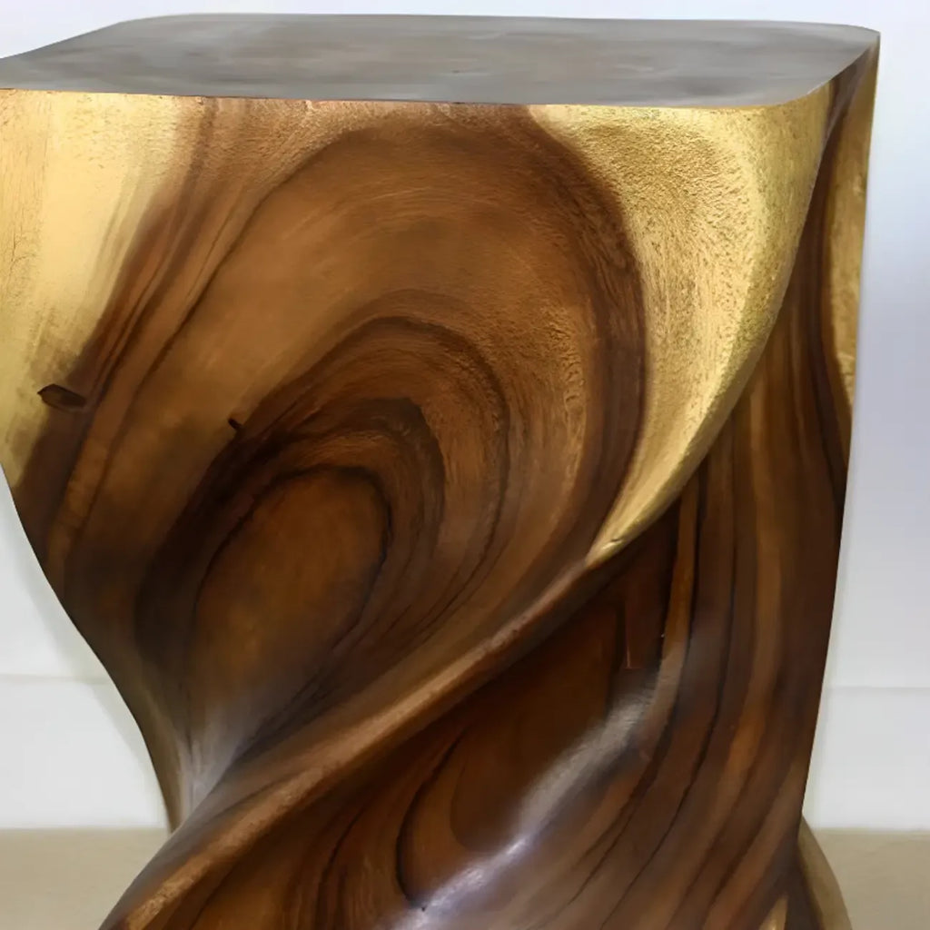 Modern Wood Hourglass End Table for Living Room