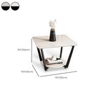 Gray Square Marble Top Modern End Table with Storage