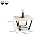 Gray Square Marble Top Modern End Table with Storage