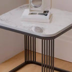 Glam Square Metal & Marble End Table for Living Room