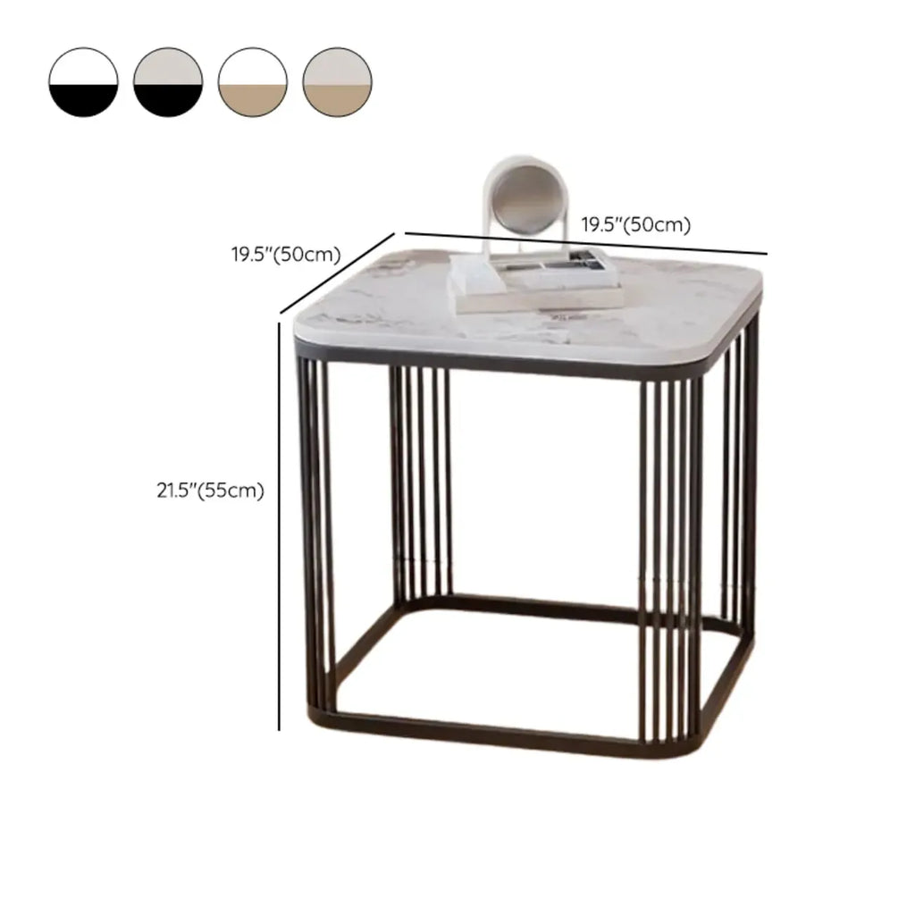 Glam Square Metal & Marble End Table for Living Room