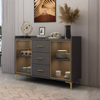 Trendy 6 Drawers White/Black Kitchen Cabinets with Metal Foot