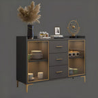 Trendy 6 Drawers White/Black Kitchen Cabinets with Metal Foot