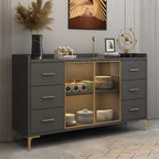 Trendy 6 Drawers White/Black Kitchen Cabinets with Metal Foot