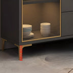Trendy 6 Drawers White/Black Kitchen Cabinets with Metal Foot