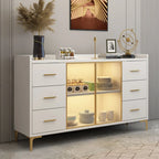 Trendy 6 Drawers White/Black Kitchen Cabinets with Metal Foot