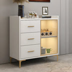 Trendy 6 Drawers White/Black Kitchen Cabinets with Metal Foot