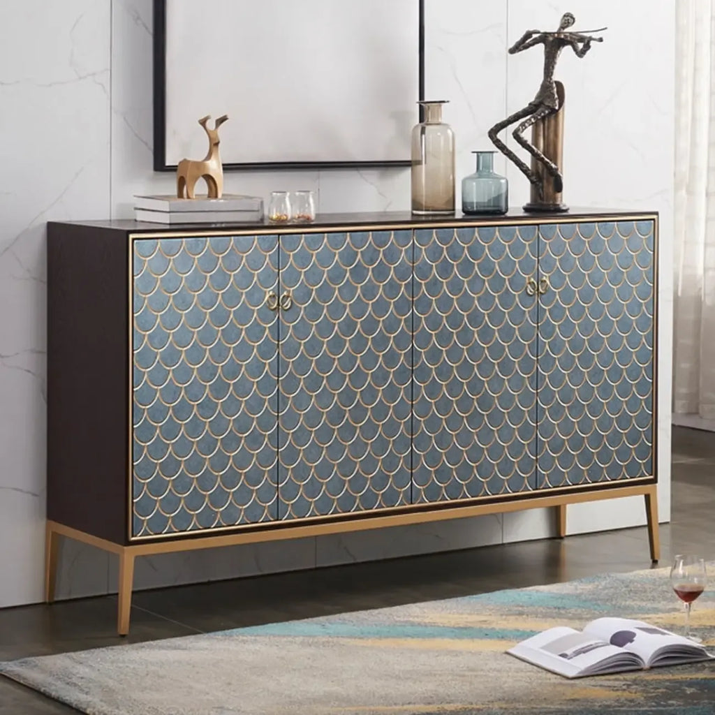 Glam Rectangular Storage Cabinet for Home with Scale Patterns
