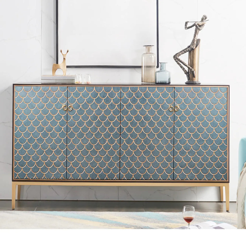 Glam Rectangular Storage Cabinet for Home with Scale Patterns