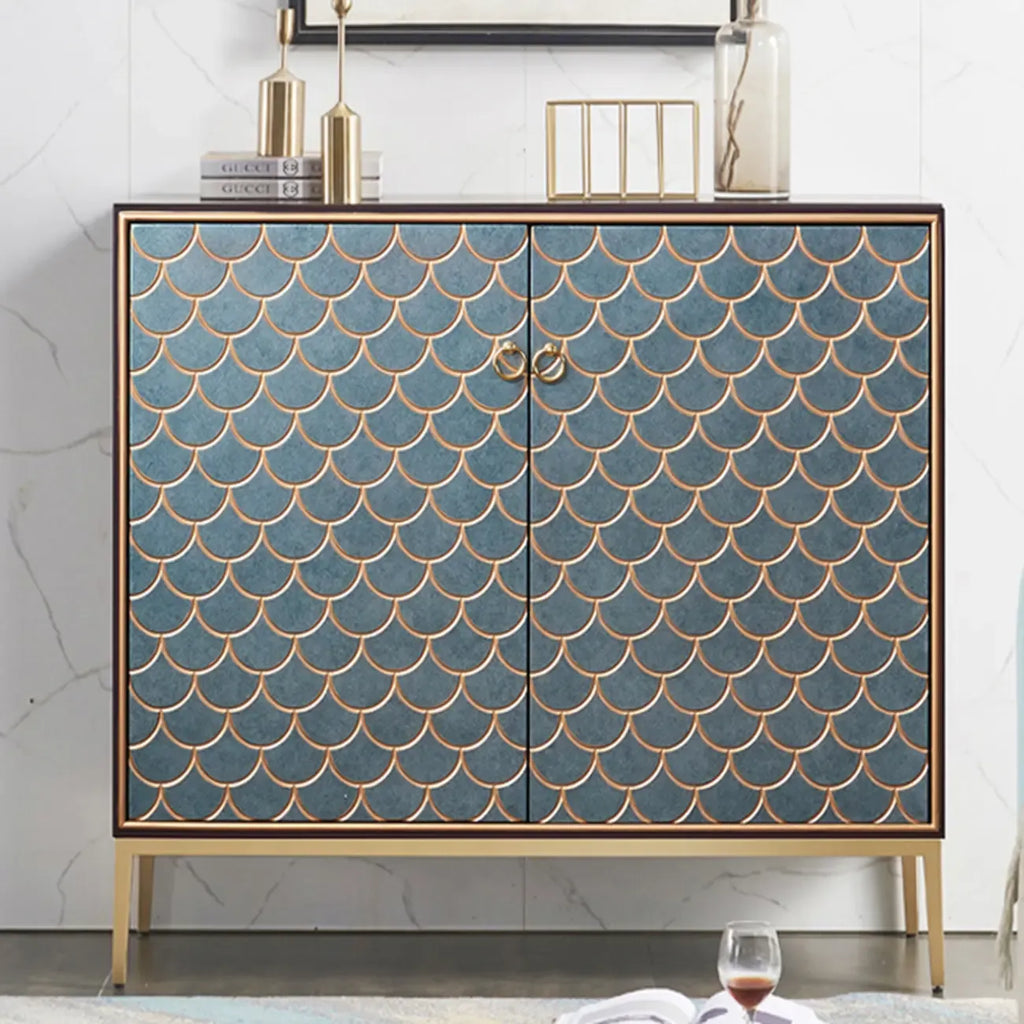 Glam Rectangular Storage Cabinet for Home with Scale Patterns