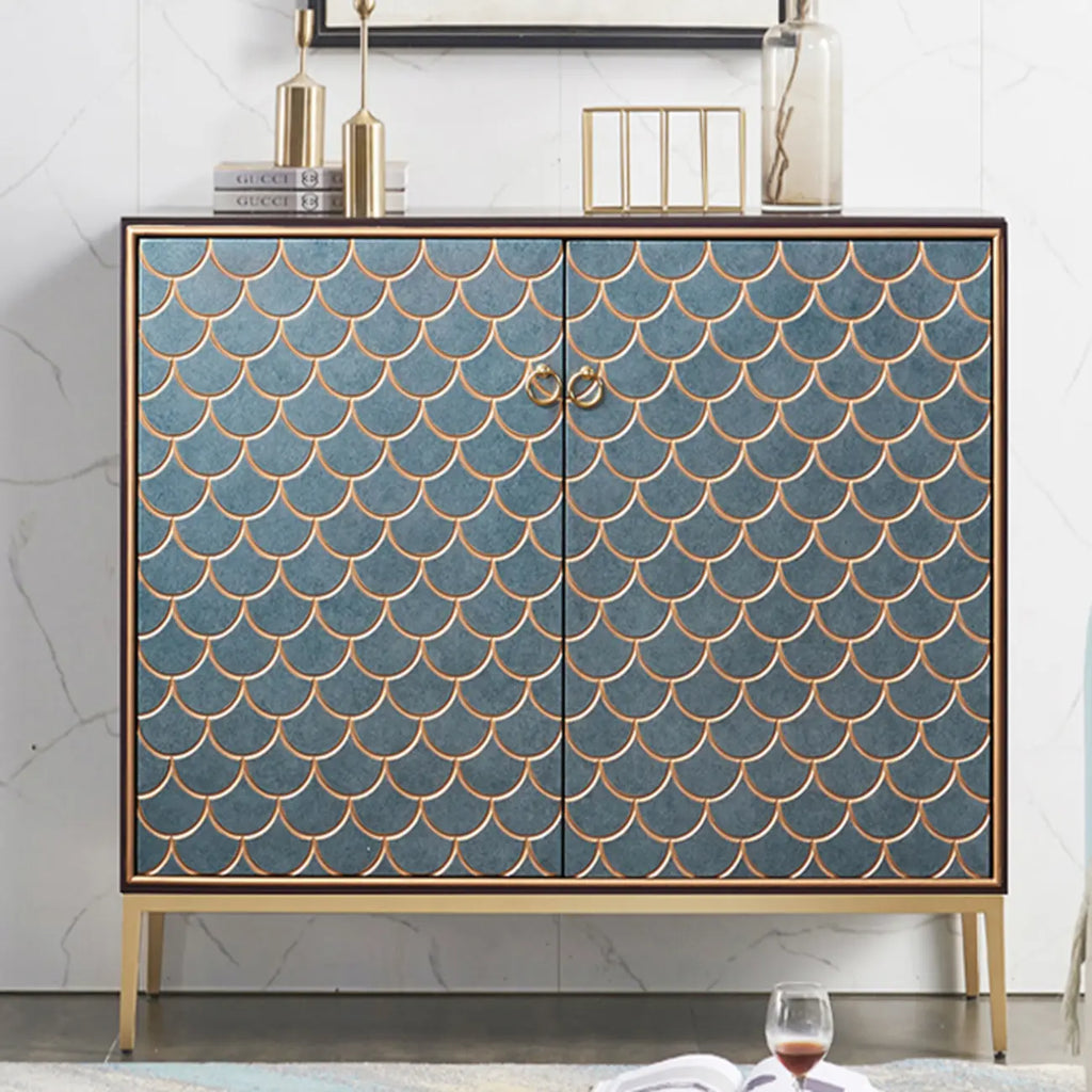 Glam Rectangular Storage Cabinet for Home with Scale Patterns