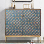 Glam Rectangular Storage Cabinet for Home with Scale Patterns