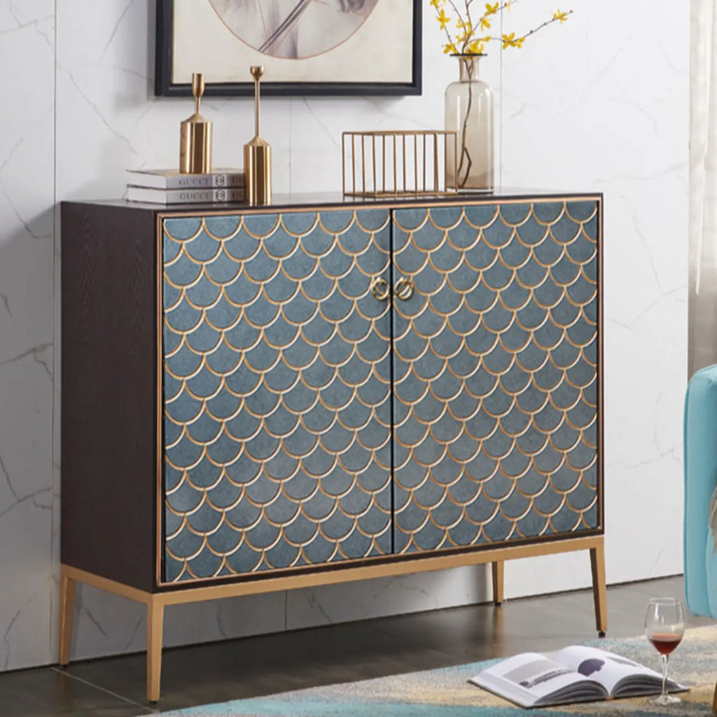 Glam Rectangular Storage Cabinet for Home with Scale Patterns
