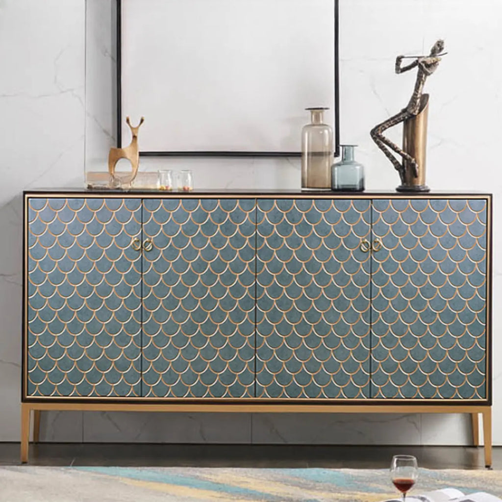 Glam Rectangular Storage Cabinet for Home with Scale Patterns