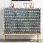 Glam Rectangular Storage Cabinet for Home with Scale Patterns