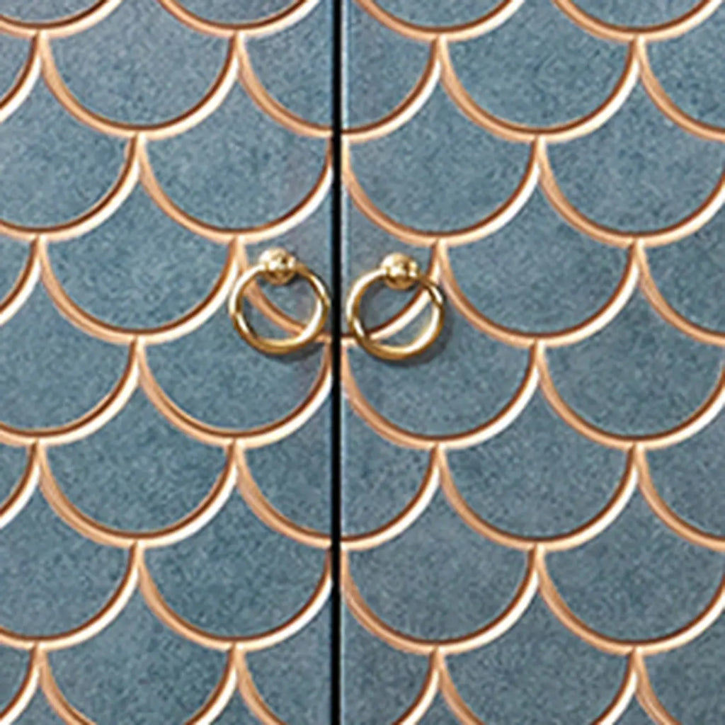 Glam Rectangular Storage Cabinet for Home with Scale Patterns