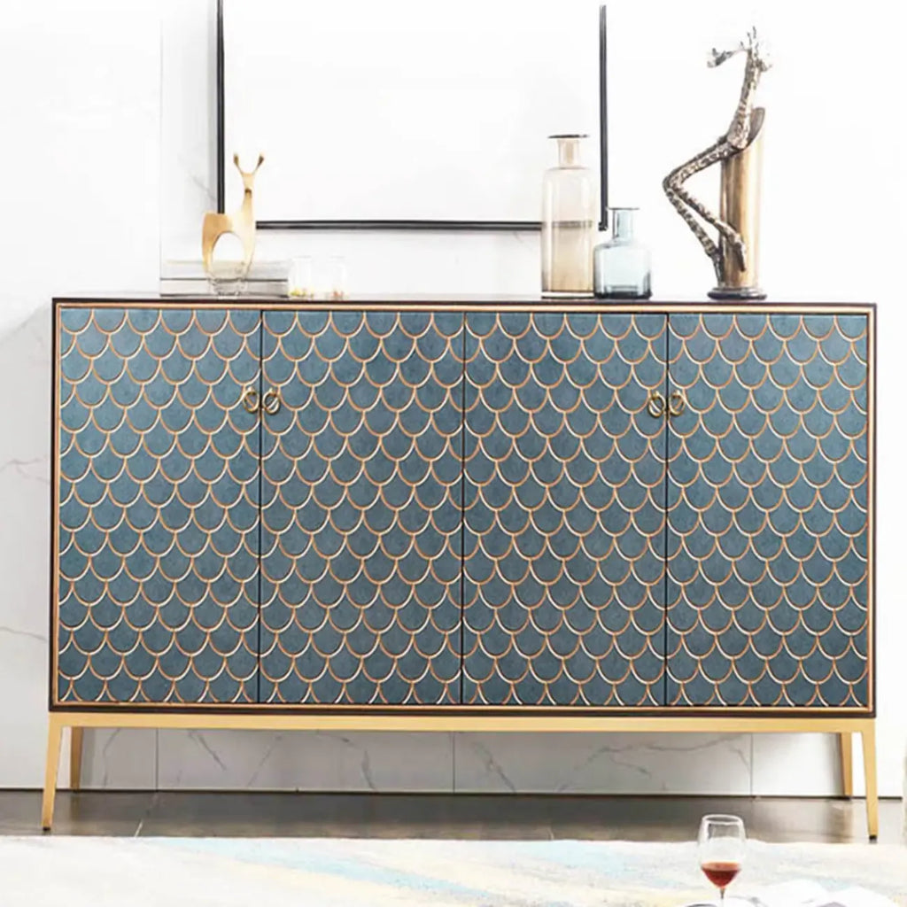 Glam Rectangular Storage Cabinet for Home with Scale Patterns